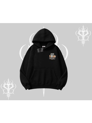 Die Grup Tarzsokak Need Coffee Right Meow Yazılı Kedi Baskılı Kapşonlu Sweatshirt, Siyah, L
