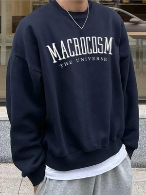 Die Grup Tarzsokak Erkek Lacivert Macrocosm Basklı Oversize Bisiklet Yaka Sweatshirt Bsgmacrocosms Lacivert, Lacivert, S