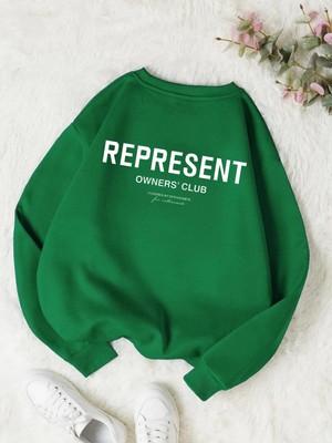 Die Grup Tarzsokak Represent Renkli Oversize Bisiklet Yaka Pamuklu Sweatshirt Yeşil, Yeşil, S/m
