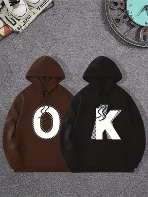Die Grup Tarzsokak Renkli Kapşonlu Sweatshirt Çift Sevgili Kombinleri Couple Clothing, RENKLI-K53, S