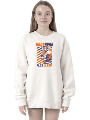 Die Grup Tshirthane My Hero Academia Anime Endeavor Plus Ultra Beyaz Kadın 2ip Sweatshirt P22207S1707, L