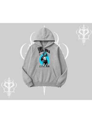 Die Grup Tarzsokak Kapşonlu Sweatshirt Anime Cyberpunk Kız Baskılı, Gri, L