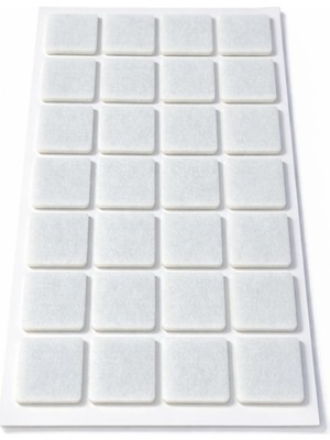 Die Grup Yapışkanlı Keçe Ped, Kare, 25MM x 25MM, 32 Parça, Beyaz, Sandalye Koltuk Ayağı Için, Parke Zemin Koruma, Çizilme ve Gürültü Önleyici