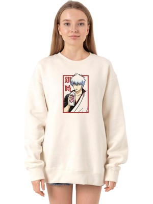Die Grup Tshirthane Gintama Anime Gintoki Fruit Juice Ekru Kadın 2ip Sweatshirt P21163S7144, M