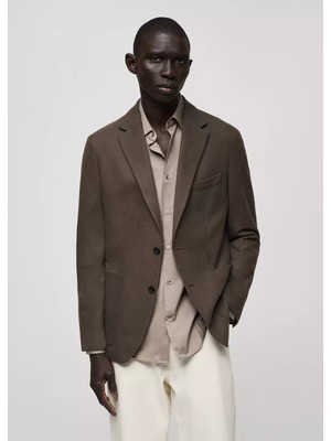 Mango Dar Kesim Yün Karışımlı Blazer Ceket
