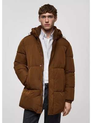 Mango Kapitone Su Geçirmez Kapüşonlu Anorak