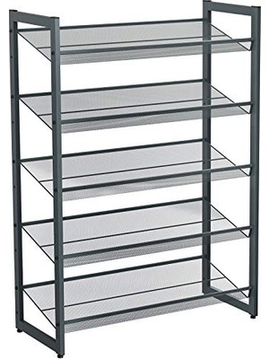Esranın Dünyası Songmıcs 5 Katlı Ayakkabı Rafı, Genişleyen Metal Ayakkabı Rafı Ayarlanabilir Ayakkabı Rafı 15-20 Çift Ayakkabı, Kısa Bot, Topuklular Için Uygun, 74X104X307CM Koyu Gri LMR005GB