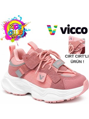 Vicco Ceni Süs Bağcıklı Cırt Cırtlı Ortopedik Çocuk Spor Ayakkabı Pudra