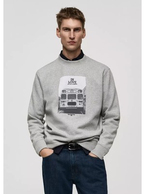 Mango Grafik Desenli Pamuklu Sweatshirt