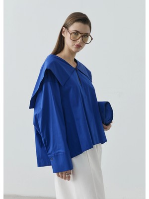Moda Aksa Ruby Cape Bluz Saks Mavi