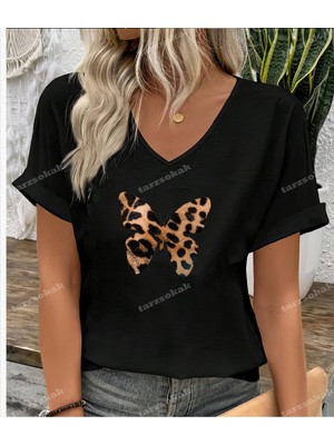 Aesco Tarzsokak Leopar Desenli Kelebek 2, SIYAHLEOPAR-195, S/m