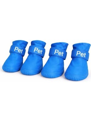 Esranın Dünyası Köpek Ayakkabısı 4’lü Set Su Geçirmez Kaymaz Tabanlı Köpek Botu Küçük Orta Irk Köpekler Için Koruyucu Patik Yağmur Kar Çamur Için Dayanıklı Evcil Hayvan Ayakkabısı Mavi (Small)