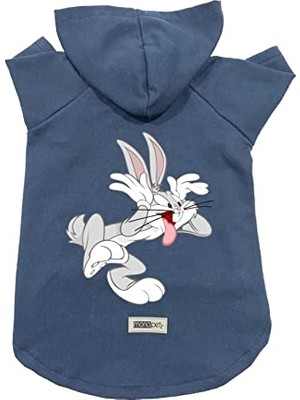 Esranın Dünyası Kapişonlu Polar Sweatshirt Köpek ve Kedi Kıyafeti & Elbisesi - Lacivert Bugs Bunny Xs Beden
