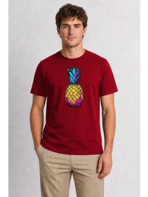 Wakha Pop Art Ananas Baskı Tişört - Kırmızı
