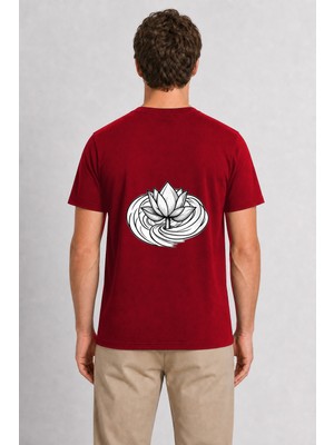 Wakha Hindistan Lotus Minimal Tasarım - Sırt Baskılı - Kırmızı