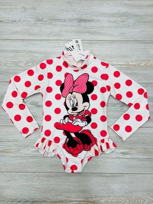 Neat Kids Kız Çocuk Minnie Mouse Fırfırlı Uzun Kollu Fermuarlı Mayo