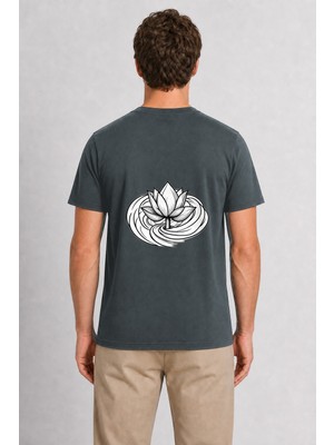 Wakha Hindistan Lotus Minimal Tasarım - Sırt Baskılı - Füme