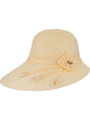 Amora Fancy Clothing Suyutti P-T26745-03 Kadın Siperli Merserize Hasır Şapka