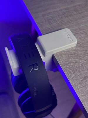 TRAK3D Premium Beyaz Masa Kenarı Kulaklık Standı – Polardock Edition | Kaydırmaz Keçeli, Ergonomik ve Güçlendirilmiş