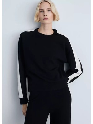 Mango Kontrast Çizgili Triko Pantolon