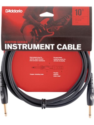 D'addario "custom Serisi" Gitar Kablosu | Dünya Çapında En Sevilen Aksesuarlardan En Yüksek Kalite | Pw-G-10 | 3 Metre | 2 Düz Fiş