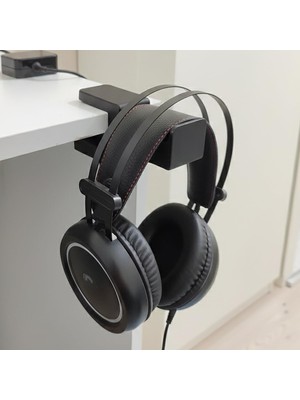 Premium Siyah Asılabilir Masa Kenarı Kulaklık Standı, Ergonomik ve Sağlam
