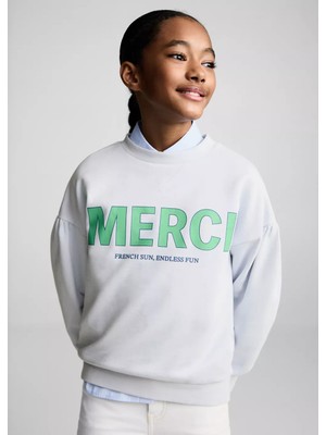 Mango Mesajlı Pamuklu Sweatshirt