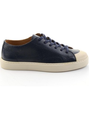 Bambi Lacivert Hakiki Deri Erkek Sneaker E01549003440