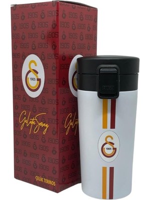 Galatasaray 400ML Lisanslı Çift Katlı Paslanmaz Çelik Termos Mug 8 Saat Sıcak Soğuk Hediye Kutulu