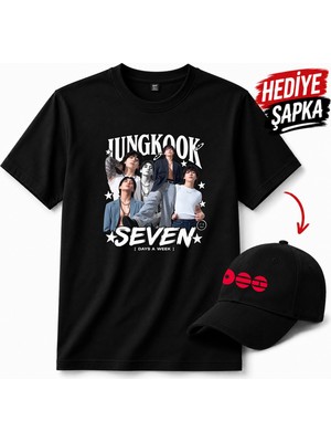 BarsDepo Bts Jungkook Seven Baskılı Tişört, Premıum Kalite Unisex Çocuk / Yetişkin (Şapka Hedıyelı)
