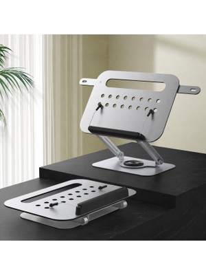 Coverzone Katlanabilir Alüminyum Kitap Standı ve Laptop Standı, 360° Döner Taban, Yüksekliği ve Açısı Ayarlanabilir, Genişleyebilir Kitap Tutuculu Masaüstü Okuma ve Tablet Standı | R55