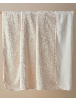 English Home Shabby Rose Emboss Çift Kişilik Battaniye Krem