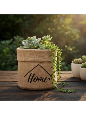 Die Grup Deconox "home" Mini Jüt Saksı Kılıfı (Çap 14CM, Yükseklik 15CM) – Krem Renk Katlanabilir Kumaş Bitki Sepeti | Masaüstü Dekoratif Kalemlik, Makyaj Fırçalık, Küçük Eşya Düzenleyici