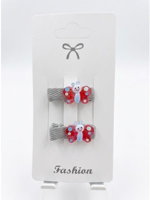 Gidego Accessories 2'li Minik Kelebek Klipsli Toka Seti, Gri