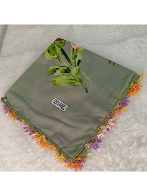Hoaryage Reyhan El Emeği Iğne Oyası Yazma , Fular ,yemeni, Mevlit Örtüsü , Baş Örtüsü 4 Kenarı Oyalı %100 Pamuk 100*100CM