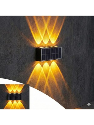 Die Grup 20W Güneş Enerjili Dış Mekan Bahçe Duvar Lambası - Cata Kos Solar LED Aplik - IP65 Su Geçirmez, 3200K Gün Işığı & Amber Dekoratif Aydınlatma (Amber Renk Işık)