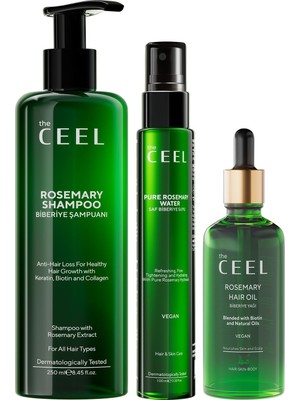 Die Grup The Ceel Biberiye Saç Bakım Seti - Şampuan 250 Ml, Saç Toniği 100 ml ve Saç Yağı 50 Ml, Biotin, Keratin ve Vitamin E Içeren Hacim ve Parlaklık Destekleyici Saç Bakım Seti