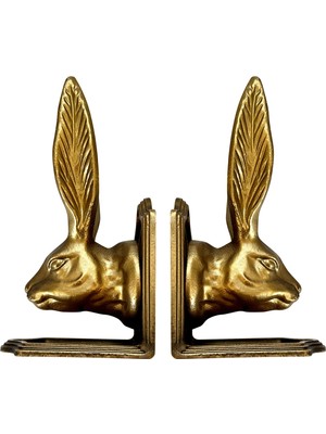 Die Grup Fox Run Tavşan Dekoratif Kitap SETI,%100 Demir, 4.7" x 4" x 8.6" Ağır Kitap Ayracı