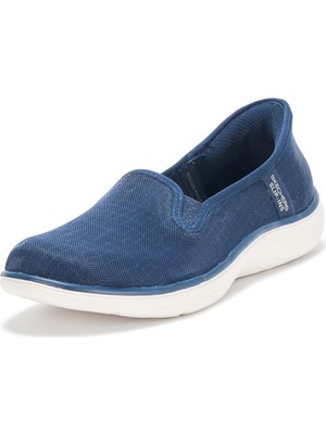 Hakay Skechers Kadın On-The-Go Flex-Radiant Yılan Baskı Skimmer Eller Serbest Slip-Ins Loafer Düz, Lacivert, 37 Eu