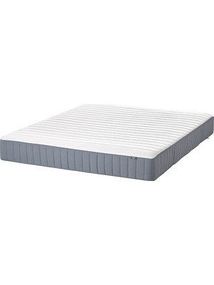 IKEA Çift Kişilik Karyola + Yatak (Şilte Dahil) 160X200 cm Mavi - Modern Iskandinav Tarzı Depolamalı Ahşap Yatak