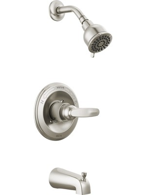 Hakay Delta Faucet Foundations Fırçalanmış Nikel Duş Bataryası Seti, 2 Püskürtmeli Fırçalanmış Nikel Duş Başlığı, Küvet ve Duş Trim Kiti, Duş Bataryası Setleri Komple, Paslanmaz BT13410-SS (Vana Dahil Değil
