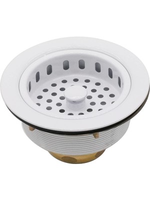 Hakay Westbrass D214-50 3-1/2" Post Style Büyük Mutfak Lavabo Sepeti Süzgeç, 1'li Paket, Toz Boya Beyaz
