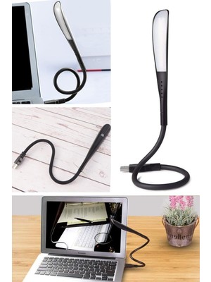 Die Grup Buffer USB Girişli 14 Ledli 3 Kademeli Dokunmatik Masa/kitap Okuma Lambası Ledi Siyah