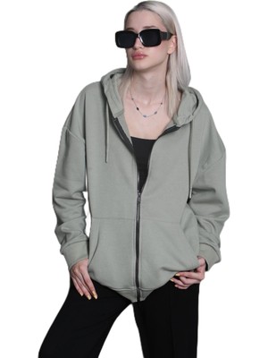 Hakay Madmext Mint Yeşili Kapüşonlu Basic Sweatshirt MG1900,MINT Yeşili M