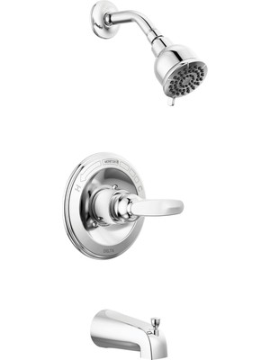 Hakay Delta Faucet Foundations Krom Duş Bataryası Seti, 2 Püskürtmeli Krom Duş Başlığı, Küvet ve Duş Trim Seti, Duş Bataryası Setleri Komple, Krom BT13410 (Vana Dahil Değildir)