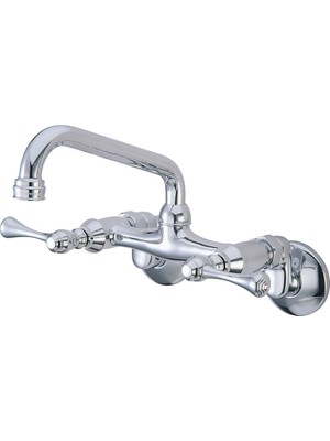 Hakay Kingston Brass KS313C Magellan Duvara Monte Mutfak Bataryası, Parlak Krom, 6-Inç Ila 8-1/2-Inç Merkez