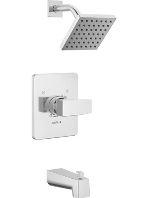 Hakay Delta Faucet Modern Tek Saplı Krom Küvet ve Duş Trim Kiti, Tek Püskürtmeli Dokunmatik Duş Başlıklı Duş Bataryası, Krom T14467-PP (Valf Dahil Değildir)