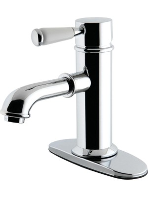 Hakay Kingston Brass KS7411DPL Tek Porselen Kollu Lavabo Musluğu, Pirinç Pop-Up ile 12,7 cm Ağız Erişimi, Cilalı Krom