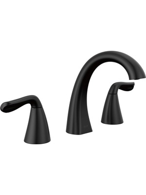Hakay Delta Faucet Arvo Yaygın Banyo Bataryası 3 Delikli, Mat Siyah Banyo Bataryası, Banyo Lavabo Bataryası, Tahliye Montajı Dahil, Mat Siyah 35840LF-BL
