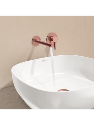Hakay Vitra Origin A4258126 Ankastre Lavabo Bataryası, Iki Rozetli, Sıva Üstü, Bakır